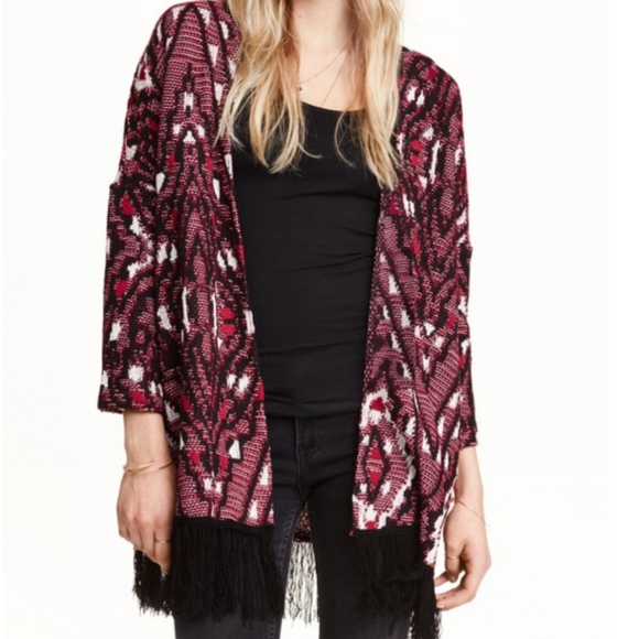 Divided H&M ladies long Open front textured Fringe Cardigan - Picture 15 of 15